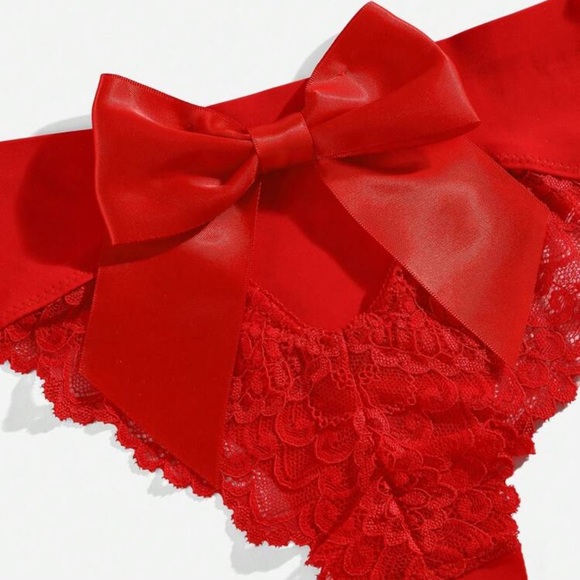 Bow Back Lace Red Panty - Picture 8 of 14